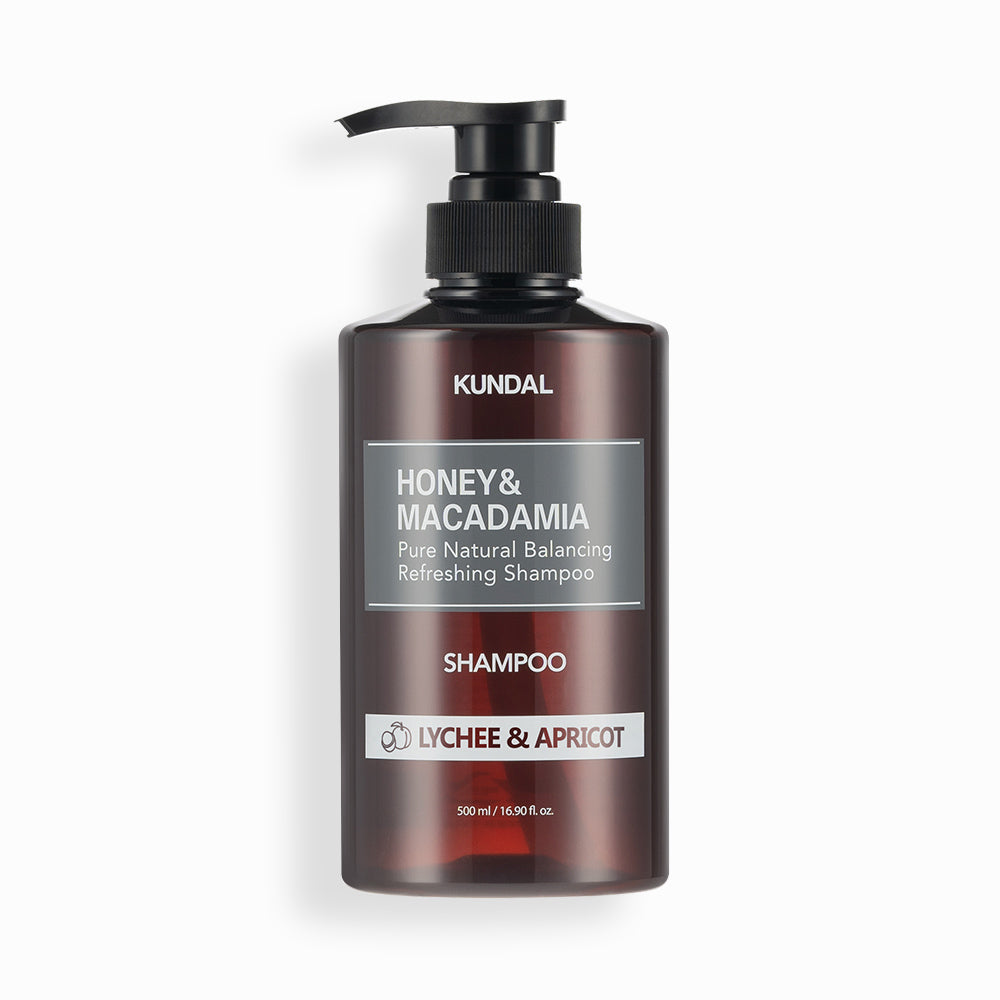 KUNDAL HONEY&MACADAMIA Pure Natural Balancing Refreshing Shampoo 500ml #LYCHEE & APRICOT - Chikolab