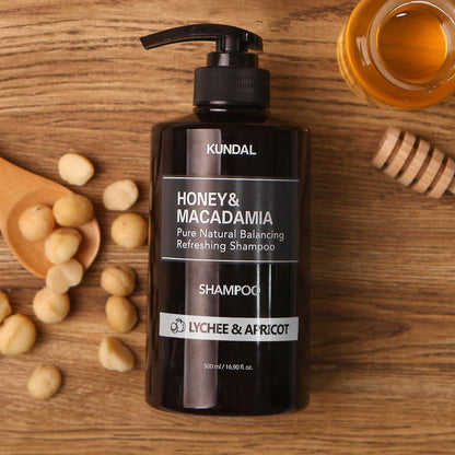 KUNDAL HONEY&MACADAMIA Pure Natural Balancing Refreshing Shampoo 500ml #LYCHEE & APRICOT - Chikolab