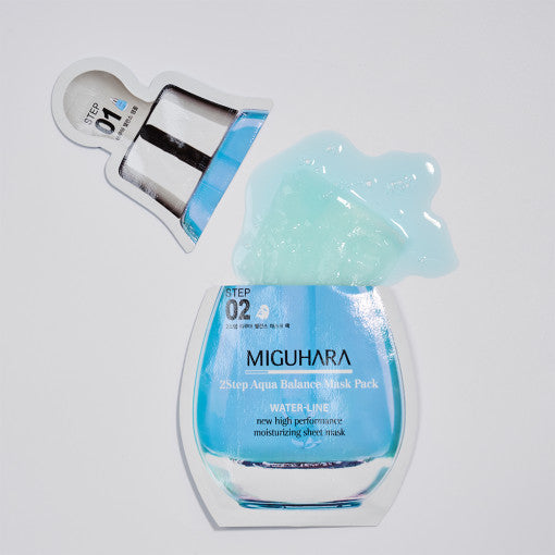 MIGUHARA 2 Step Aqua Balance Mask Pack (1.7ml + 25ml) x 1 sheet - Chikolab