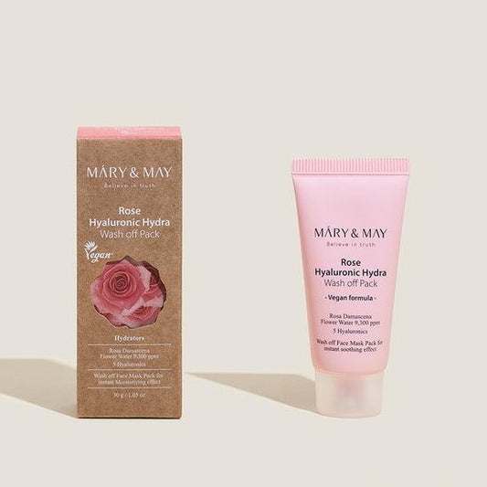 [MARY & MAY] Vegan Rose Hyaluronic Hydra Wash off Pack 30g - Chikolab