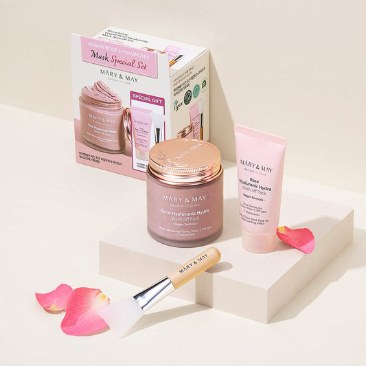 [MARY & MAY] Vegan Rose Hyaluronic Mask Special Set (125g+30g) - Chikolab